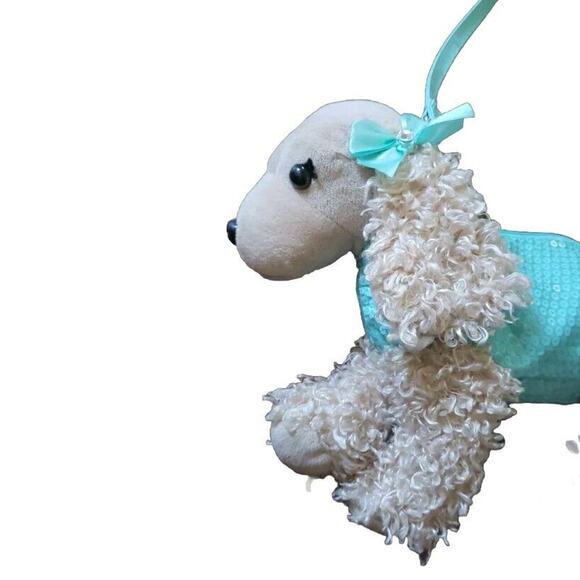 Poochie and Co Purse Poodle Blond Turquoise Zip with Strap - Picture 2 of 5